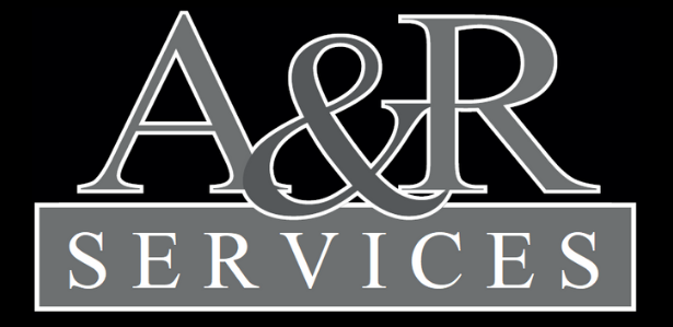 Logo of A&R Services showing a green banner of Building, electrical, plumbing